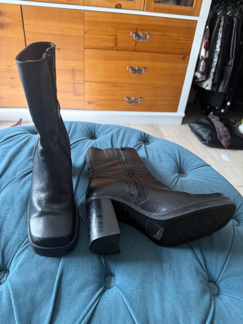 Tommy Hilfiger Black Leather Boots Size 6